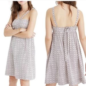 Madewell NWT 100% Silk Convertible Halter Echo Grid Smocked Back Dress